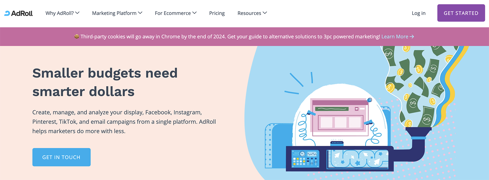 AdRoll ad retargeting homepage
