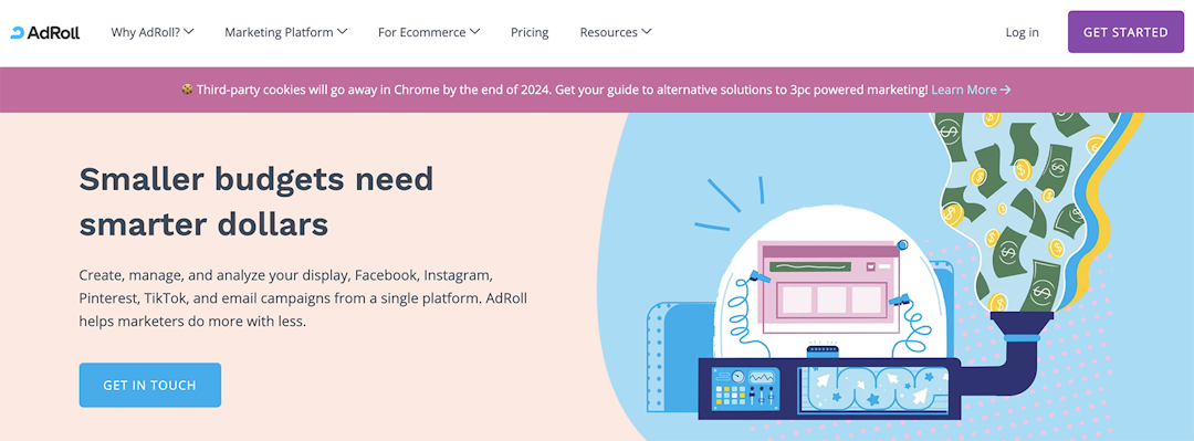 AdRoll ad retargeting homepage