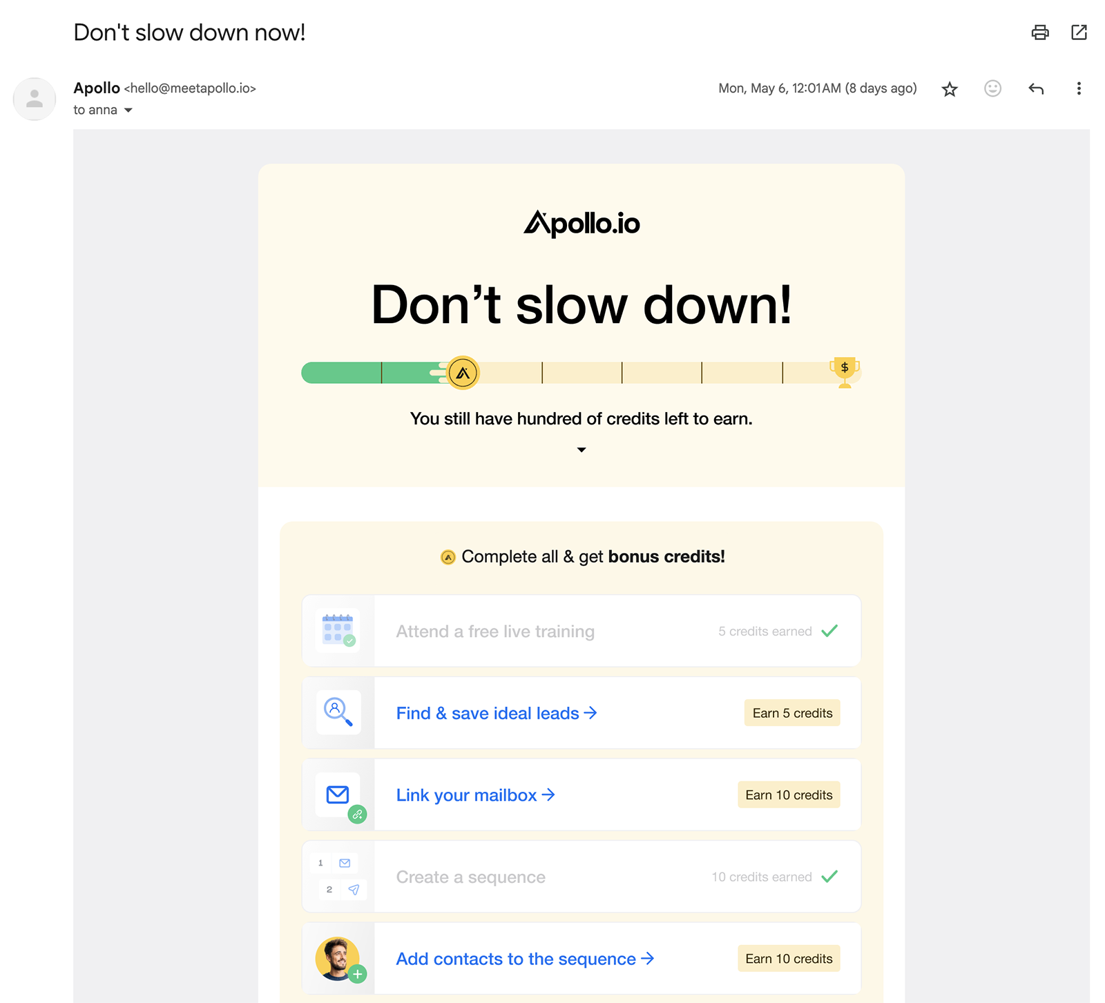 Apollo.io onboarding email