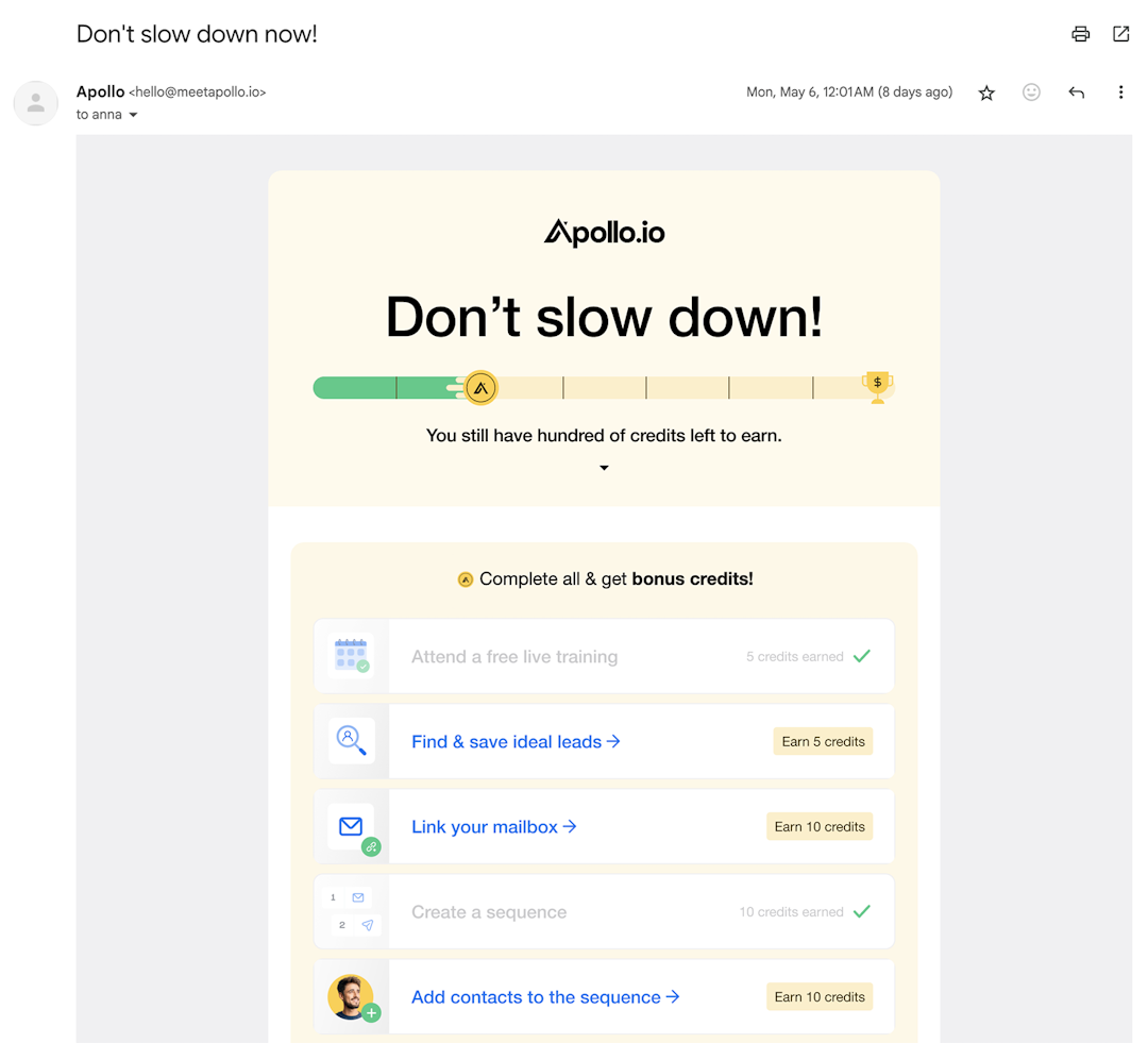 Apollo.io onboarding email