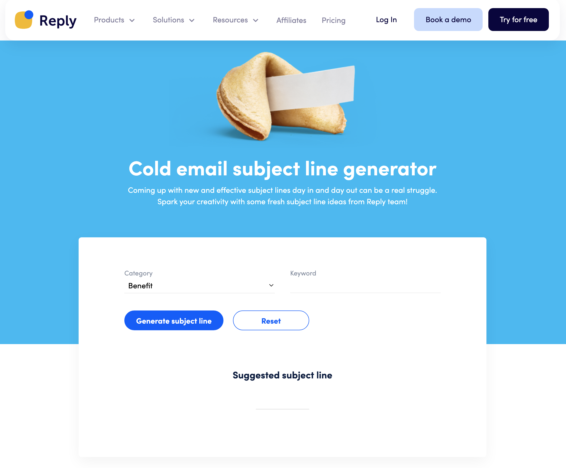 Reply.io cold email subject line generator
