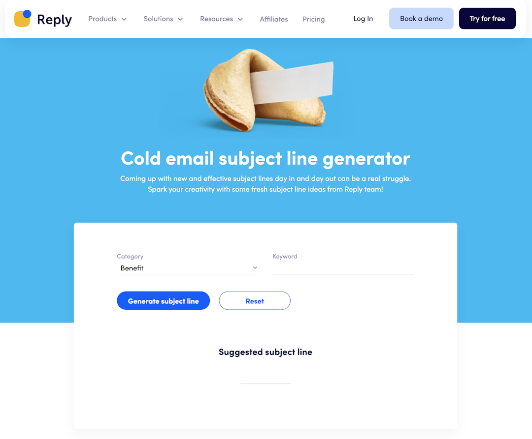 Reply.io cold email subject line generator