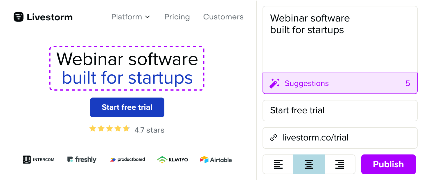 Livestorm website personalization