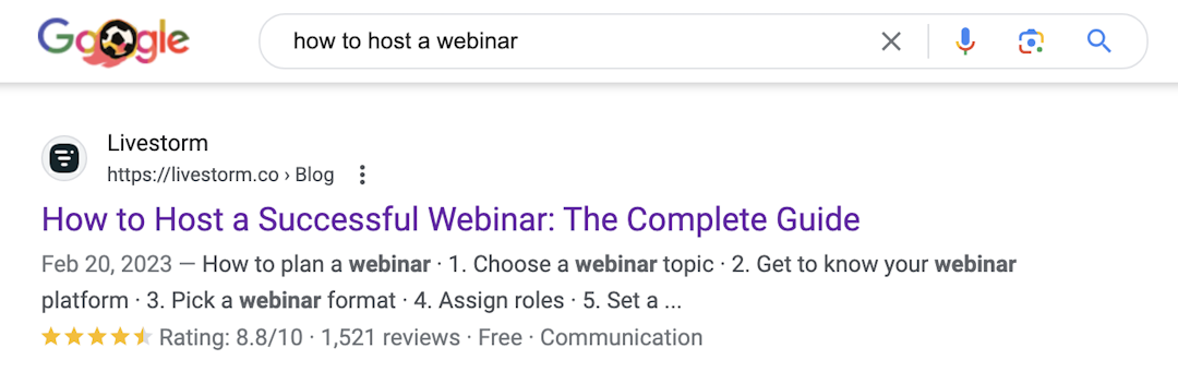 Google search result showing a Livestorm blog post
