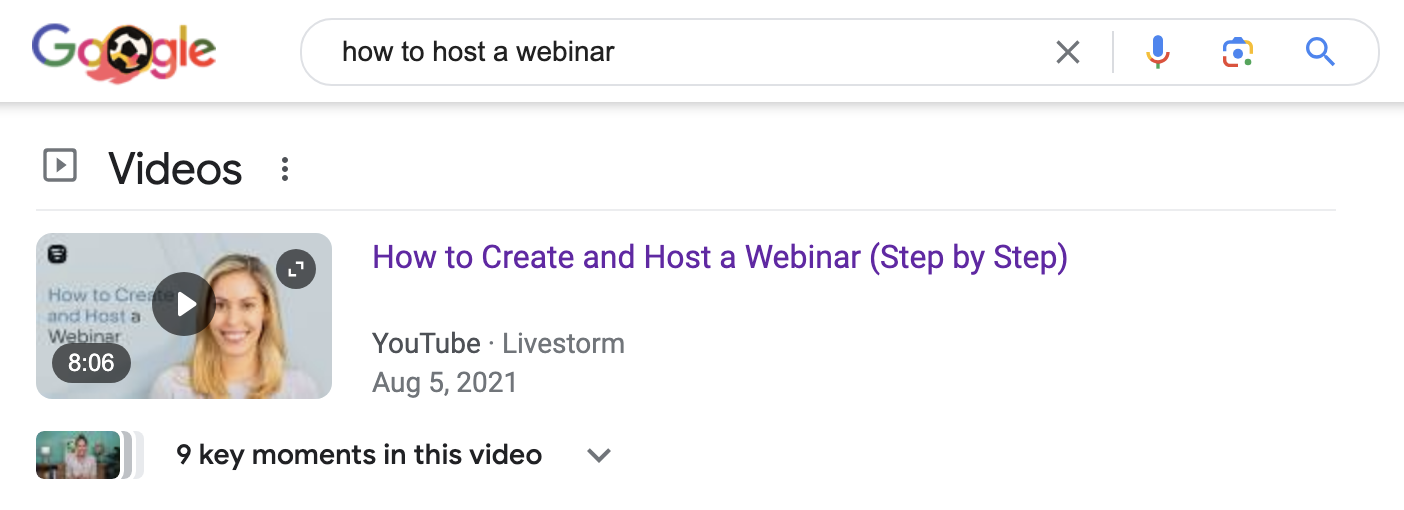 Google search result showing a Livestorm YouTube video