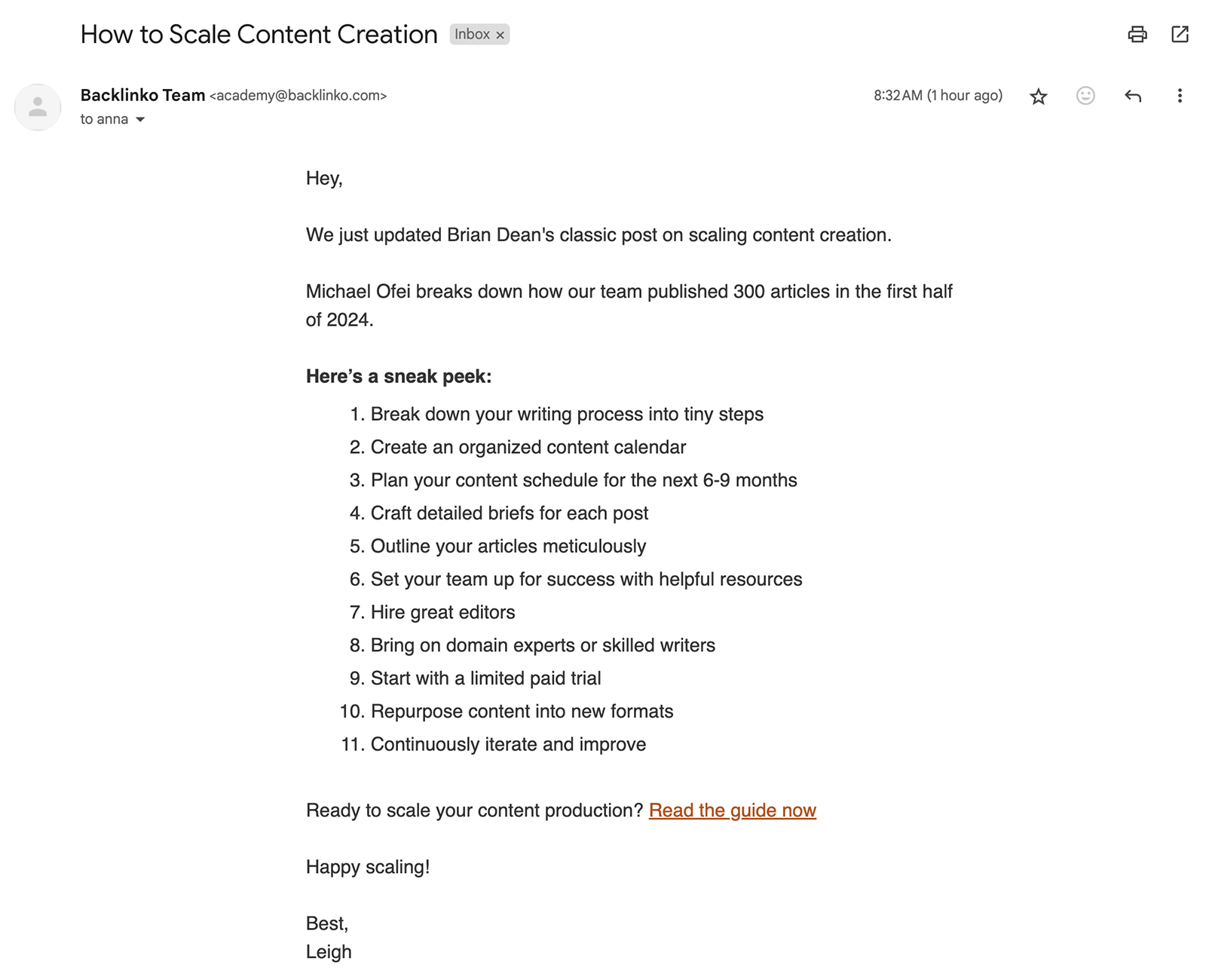 Backlinko email