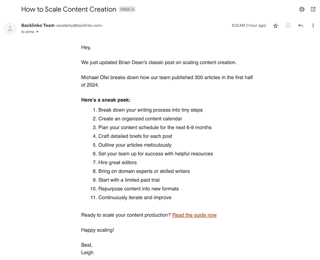 Backlinko email