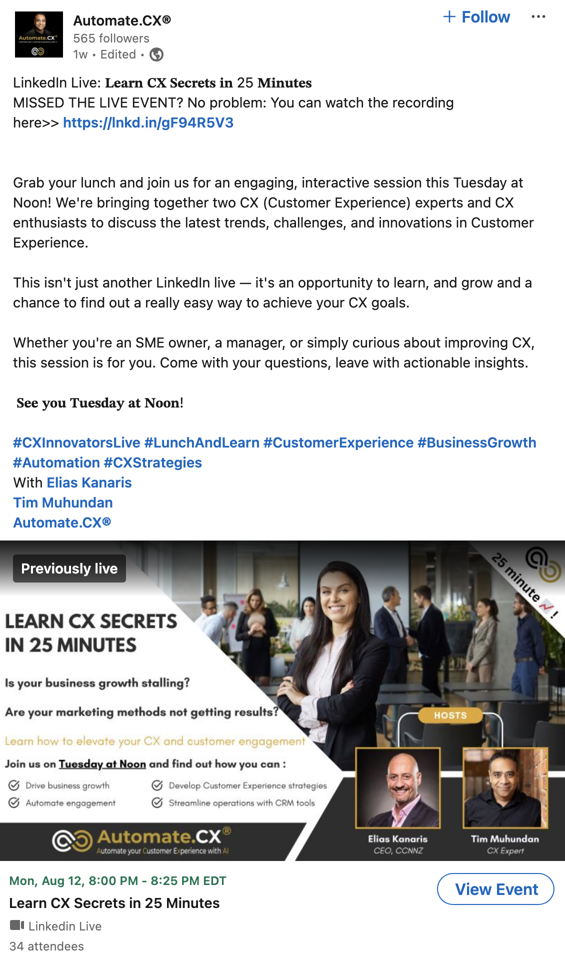 Automate.CX lunch and learn webinar