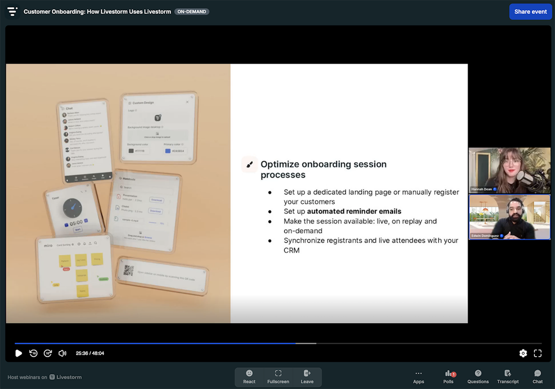 Livestorm customer onboarding webinar
