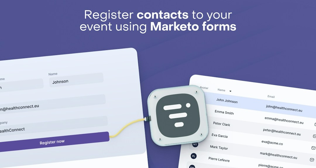 Formulaire d'inscription pour des contacts d'événement