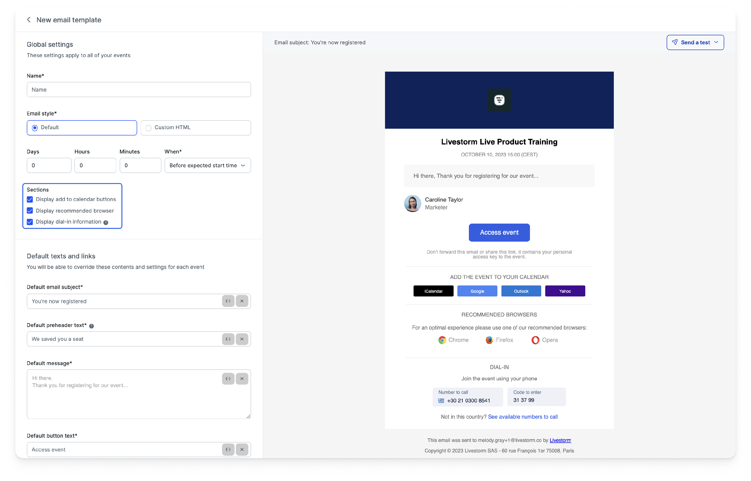 Modèle d'e-mail Livestorm