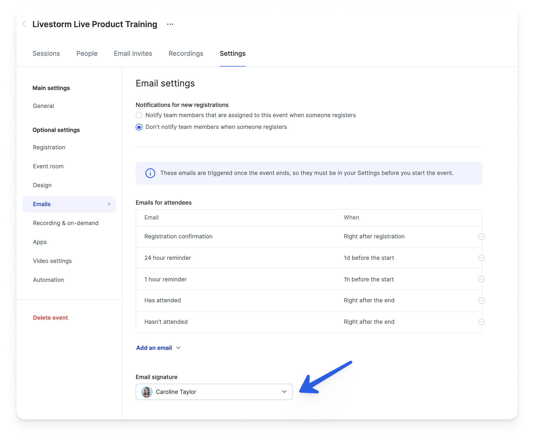 Webinar reminder timing and cadence