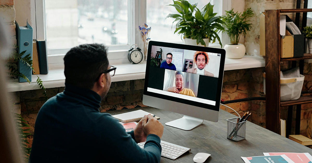 man attending a virtual medical conference
