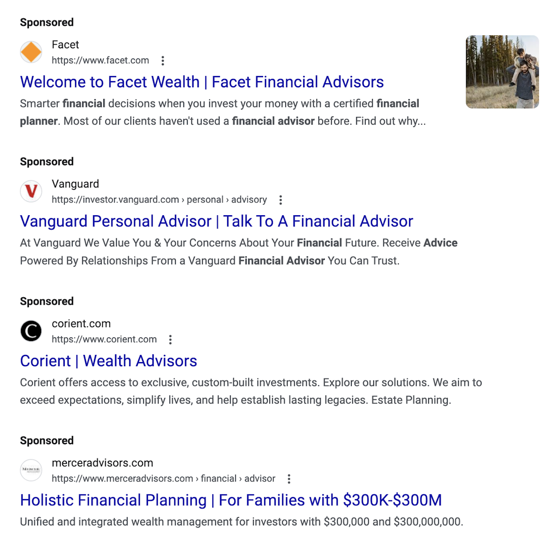 PPC ads for financial advisors