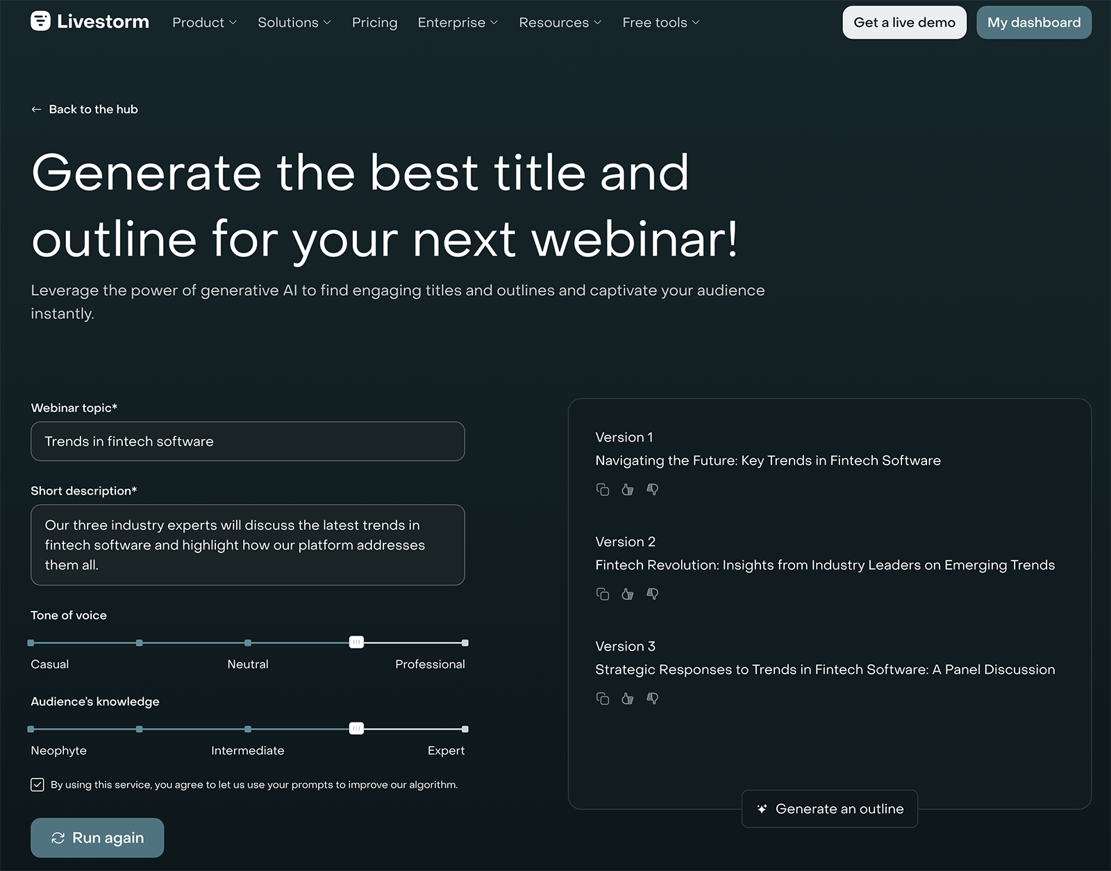 Livestorm webinar title generator