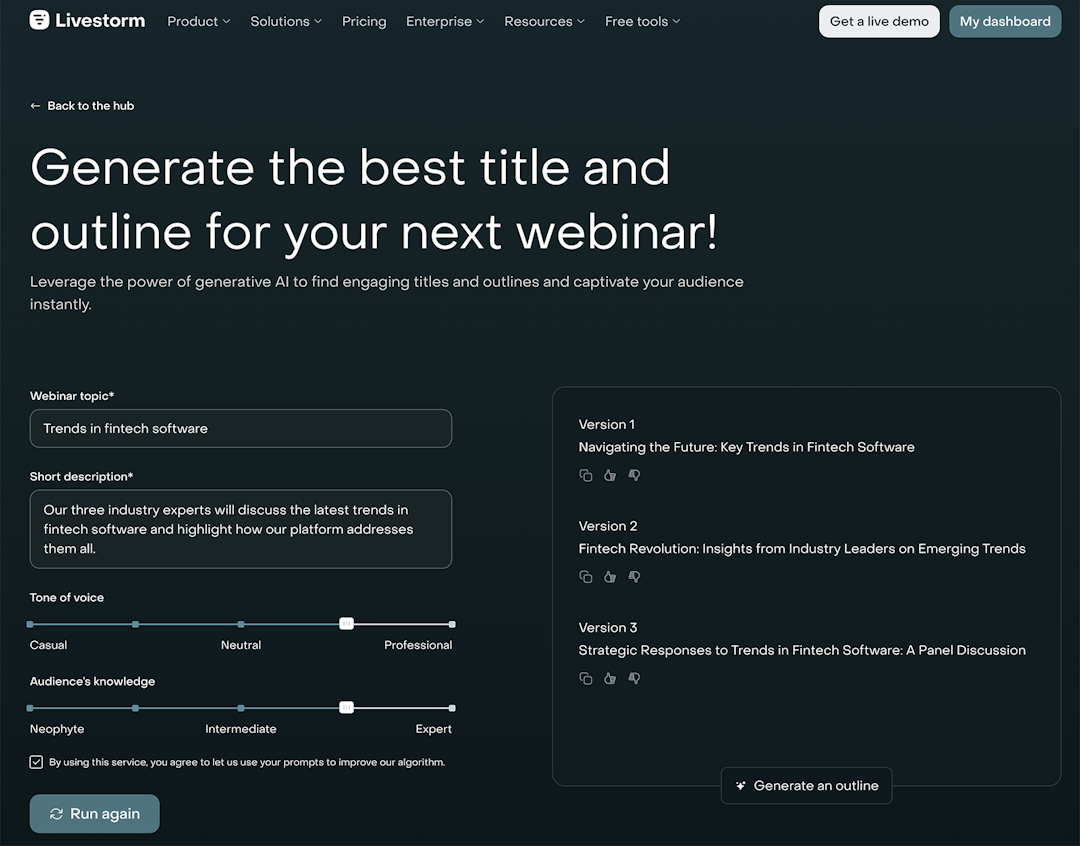Livestorm webinar title generator