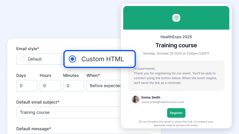 Import the Templates and Export it into Livestorm "Custom HTML"