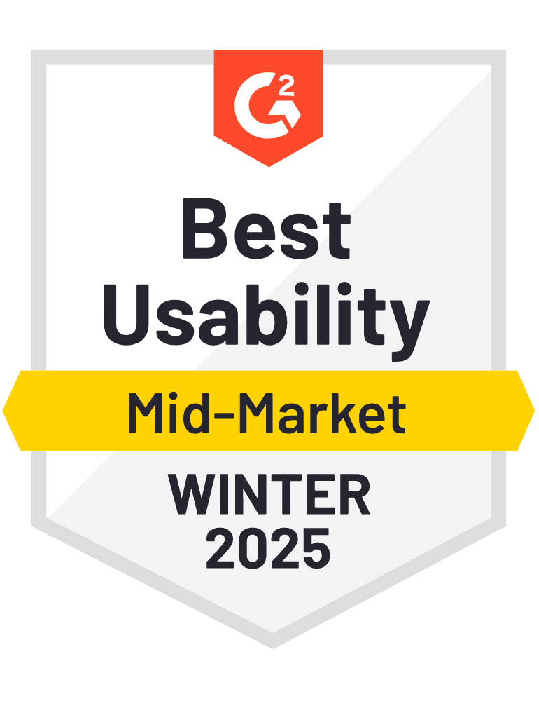 G2: Best Usability Mid-Market Winter 2025