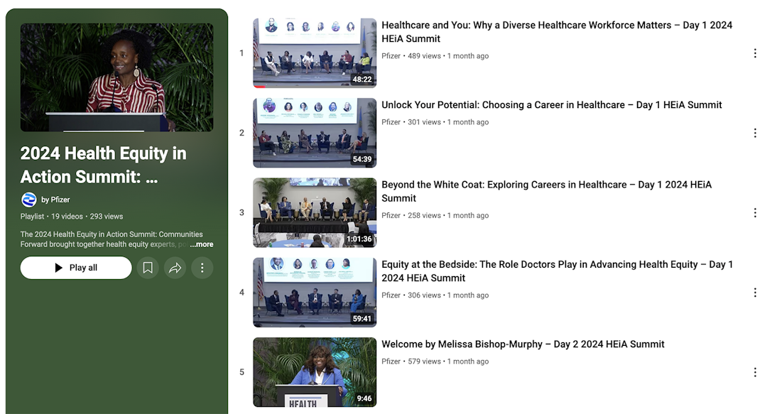 Health Equity in Action Summit playlist on YouTube