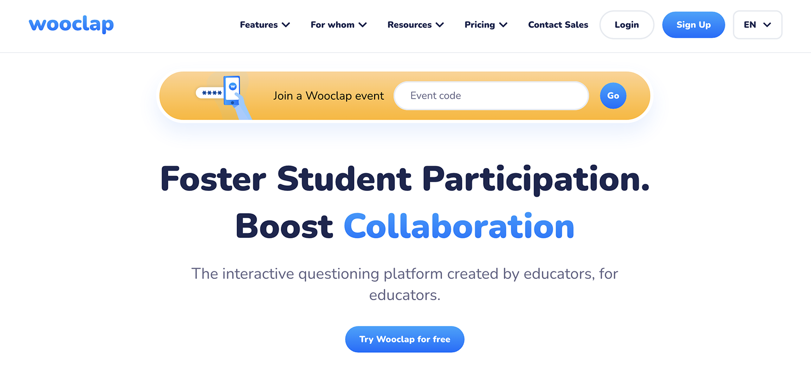 Wooclap homepage