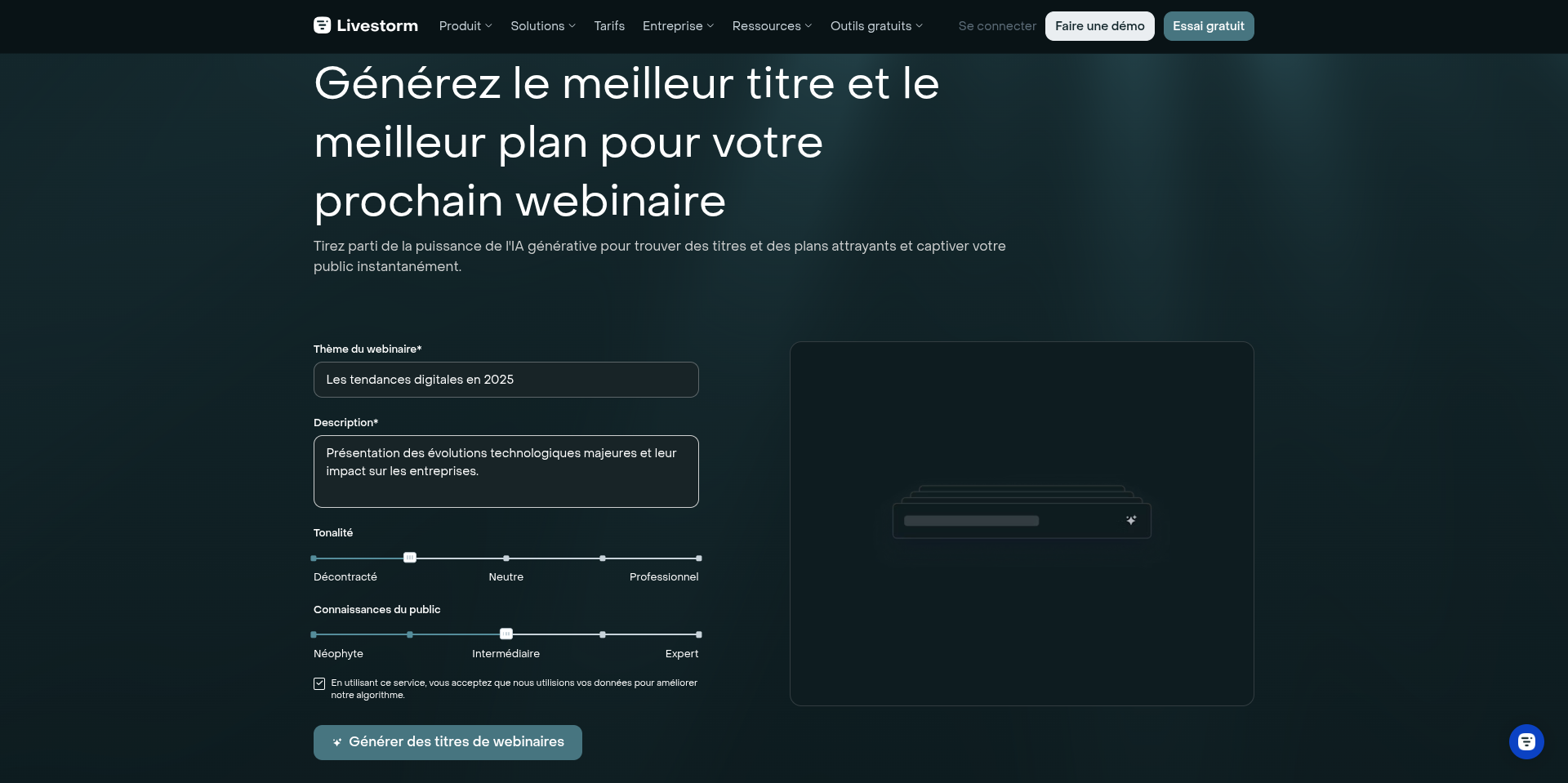 générer plan de présentation avec outil gratuit livestorm