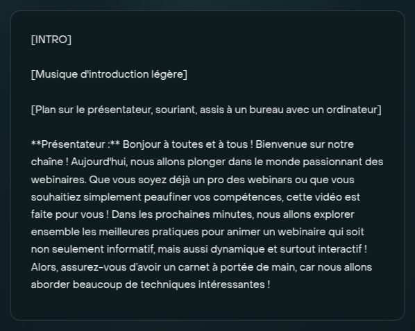 générer un script video livestorm étape 3