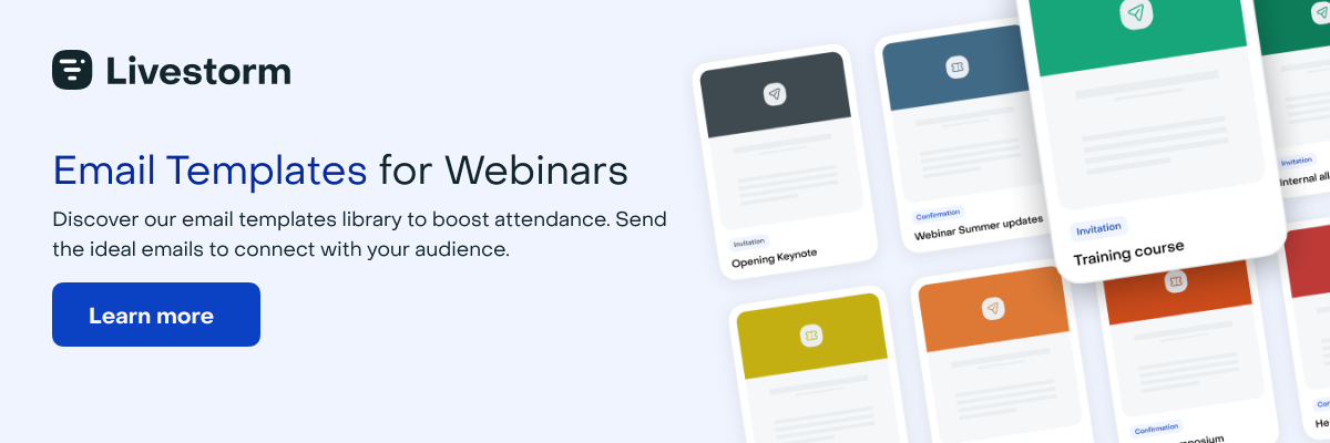Livestorm email templates for webinars