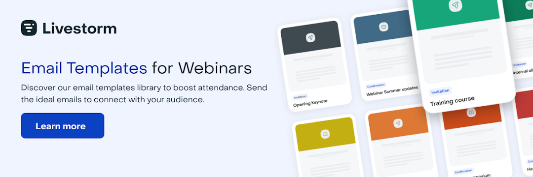 Livestorm email templates for webinars