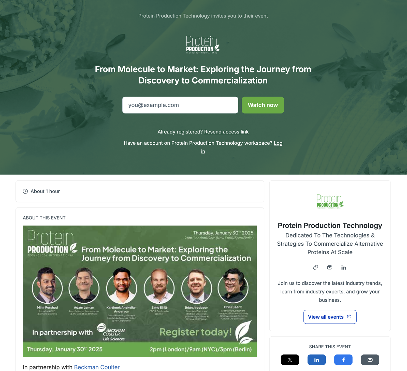 Livestorm webinar by Protein Production and Beckman Coulter Life Sciences