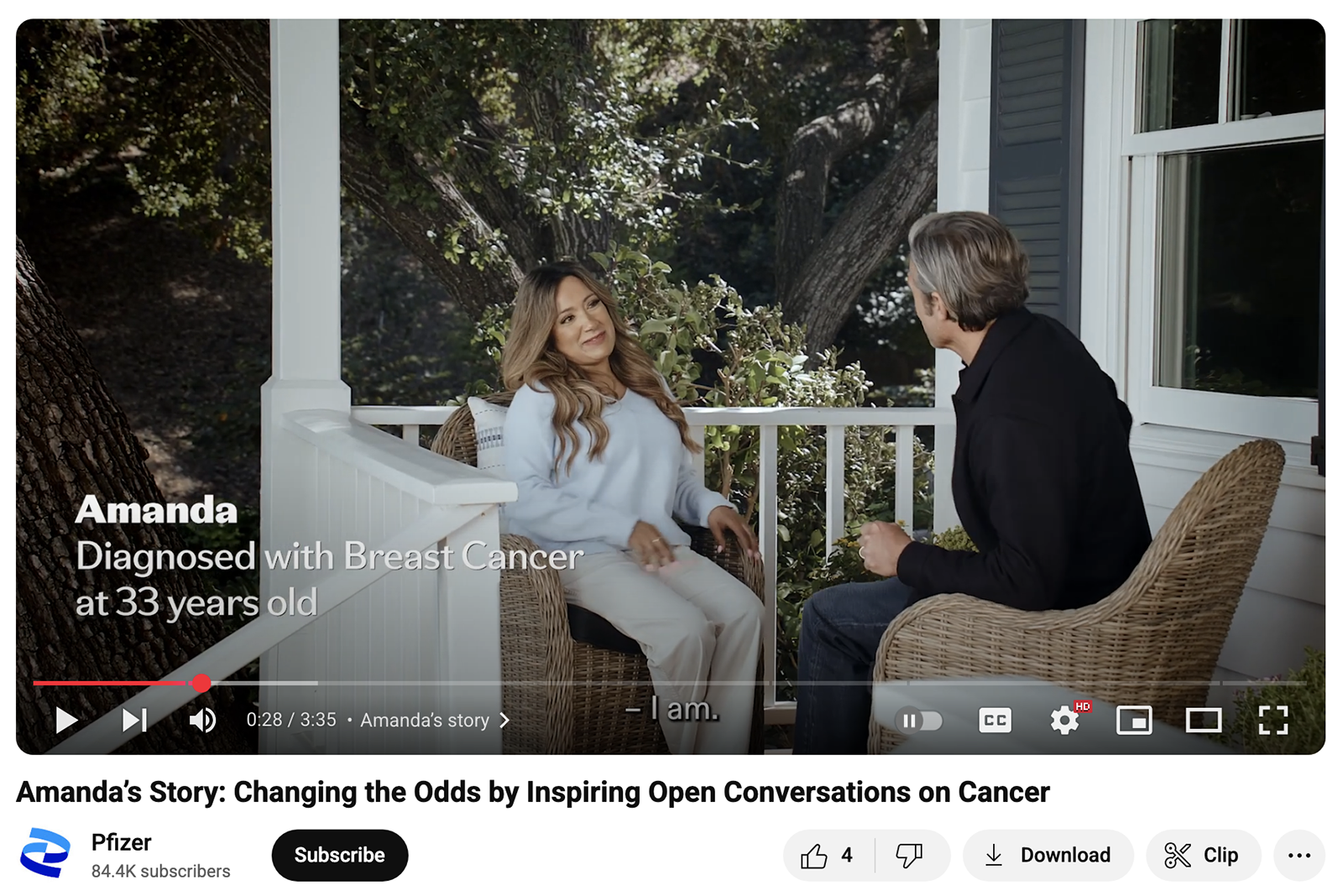 screenshot from Pfizer video series, Front Porch Conversations