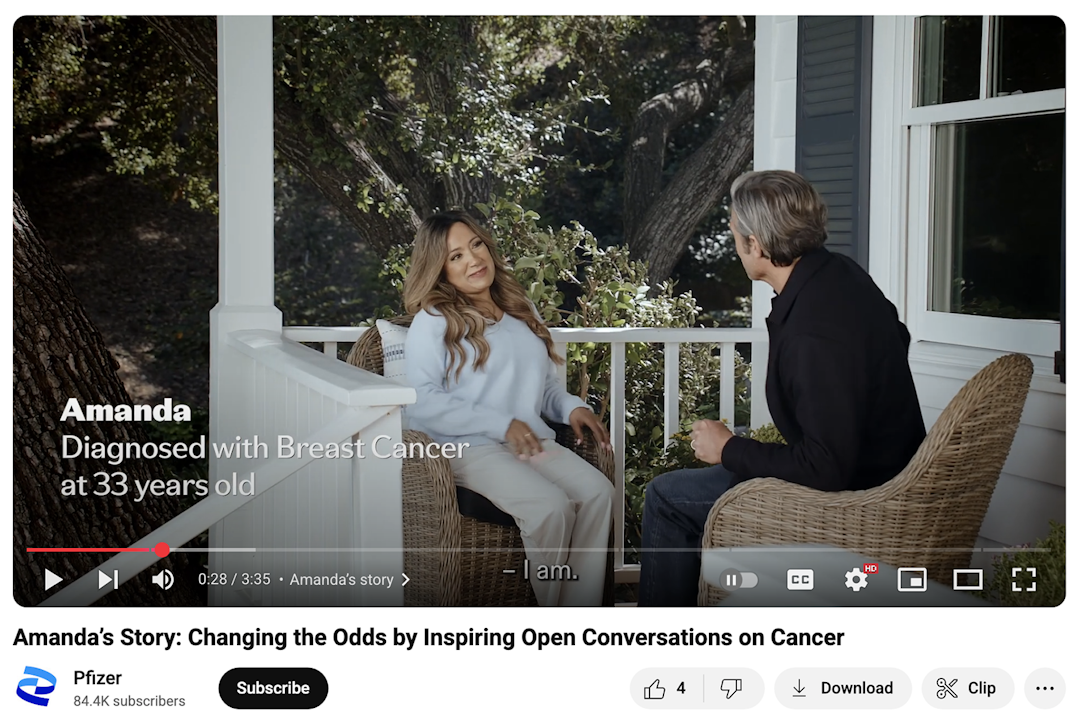 screenshot from Pfizer video series, Front Porch Conversations
