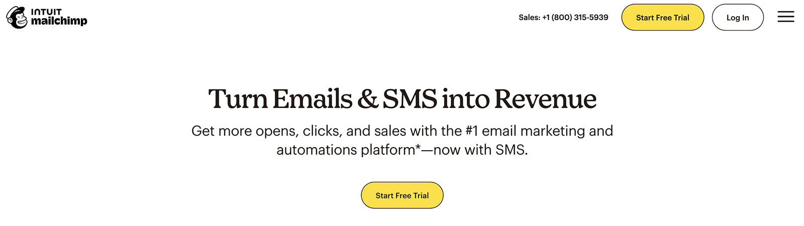 Mailchimp homepage