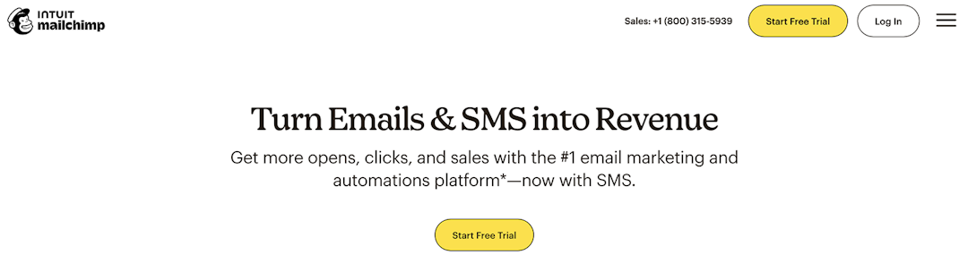 Mailchimp homepage