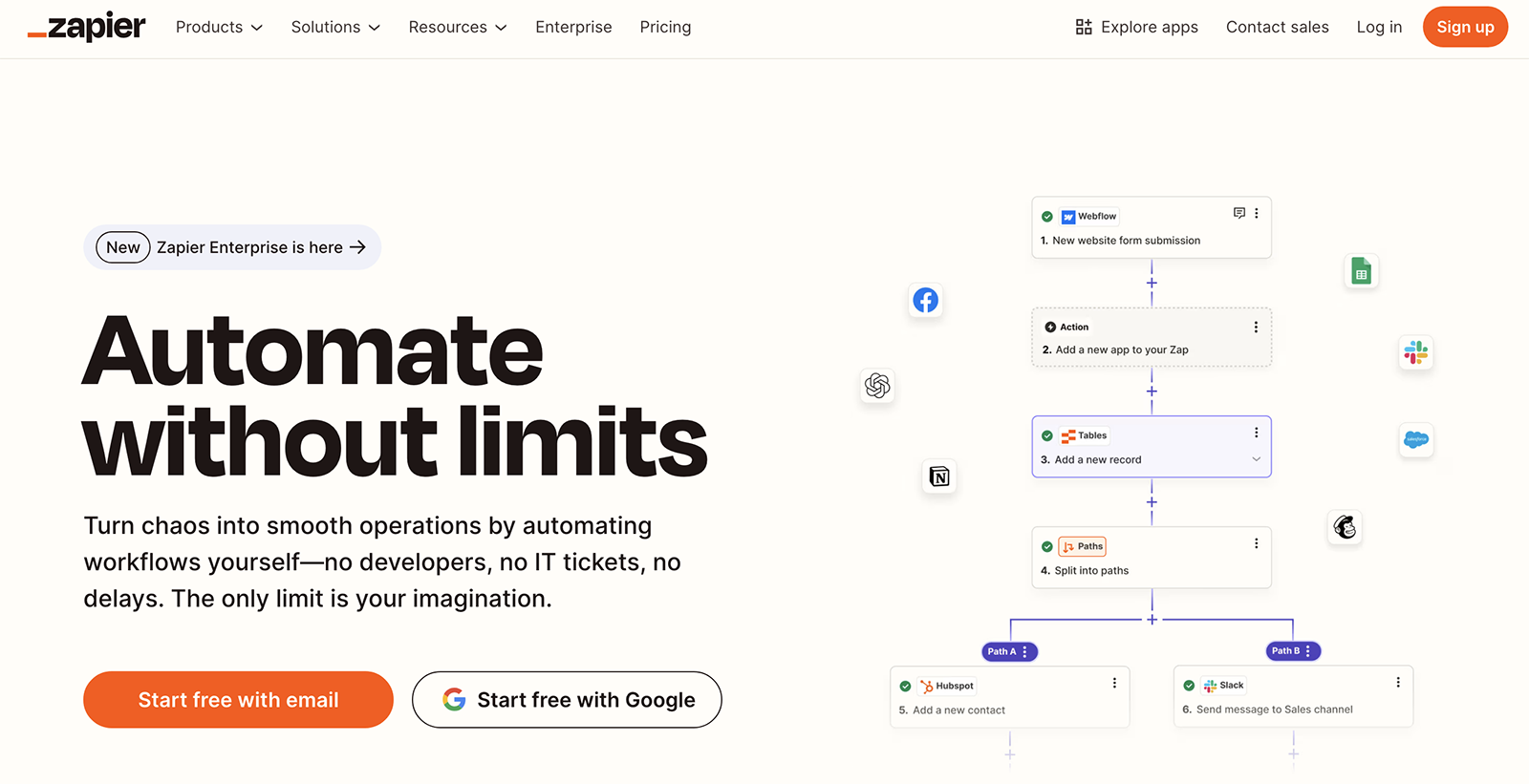 Zapier homepage