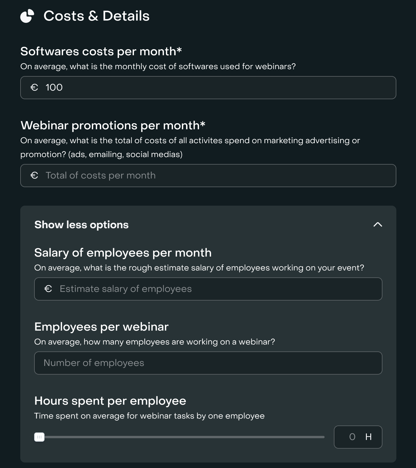 Livestorm webinar ROI calculator costs