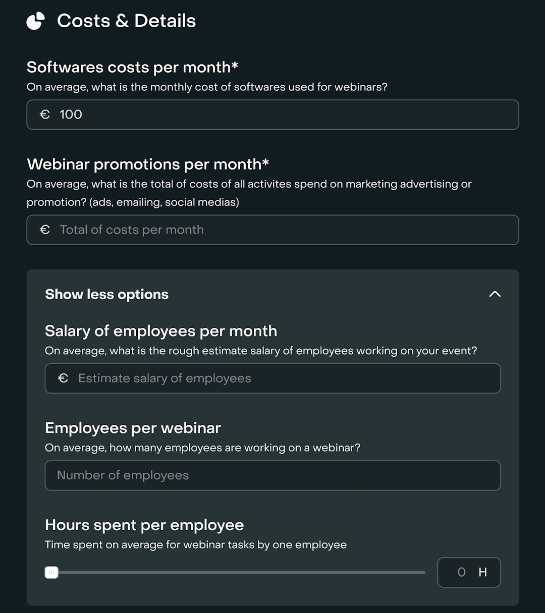 Livestorm webinar ROI calculator costs