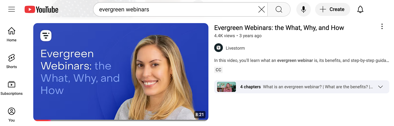 YouTube video search results