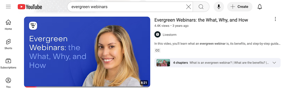 YouTube video search results
