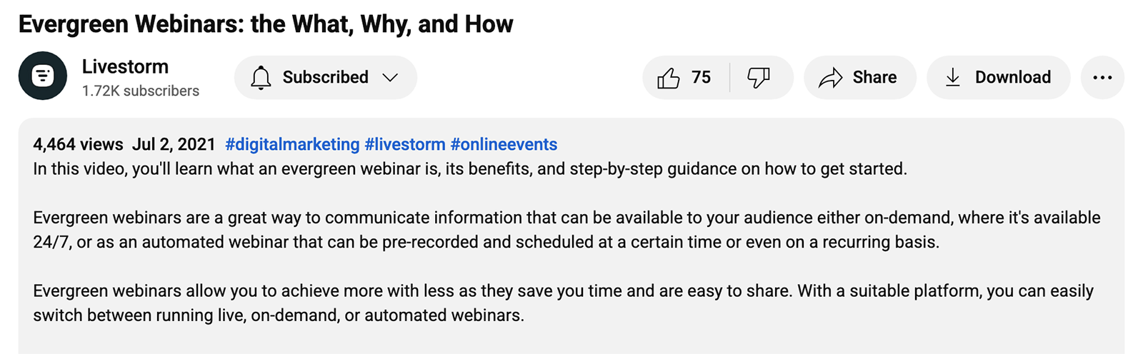 YouTube video title and description for video SEO