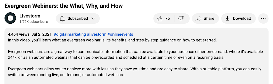 YouTube video title and description for video SEO