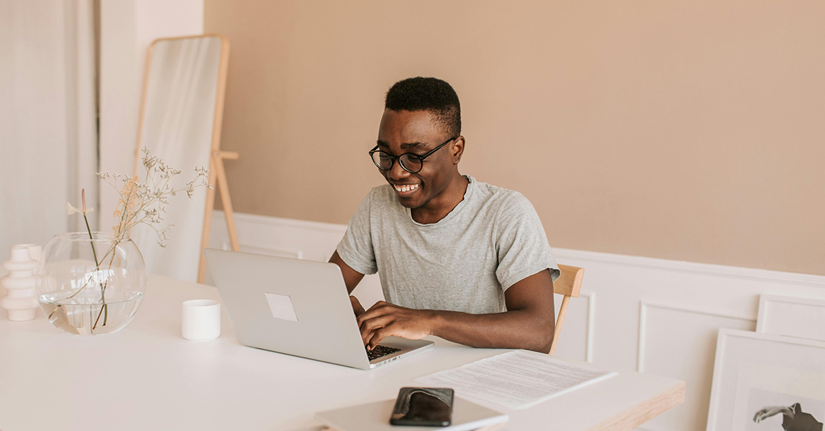man working on laptop