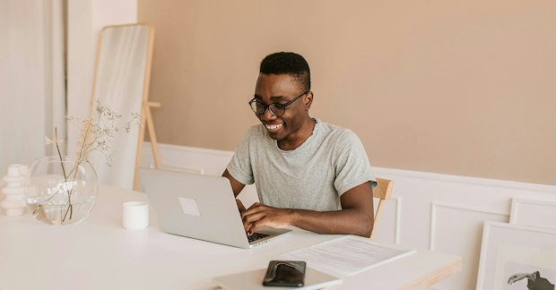 man working on laptop