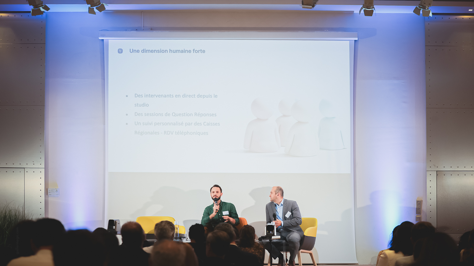 Gilles Bertaux (CEO Livestorm) et Pascal Bousquet (Responsable Animation commerciale, Crédit Agricole Transition & Énergies) à INBanque 2025