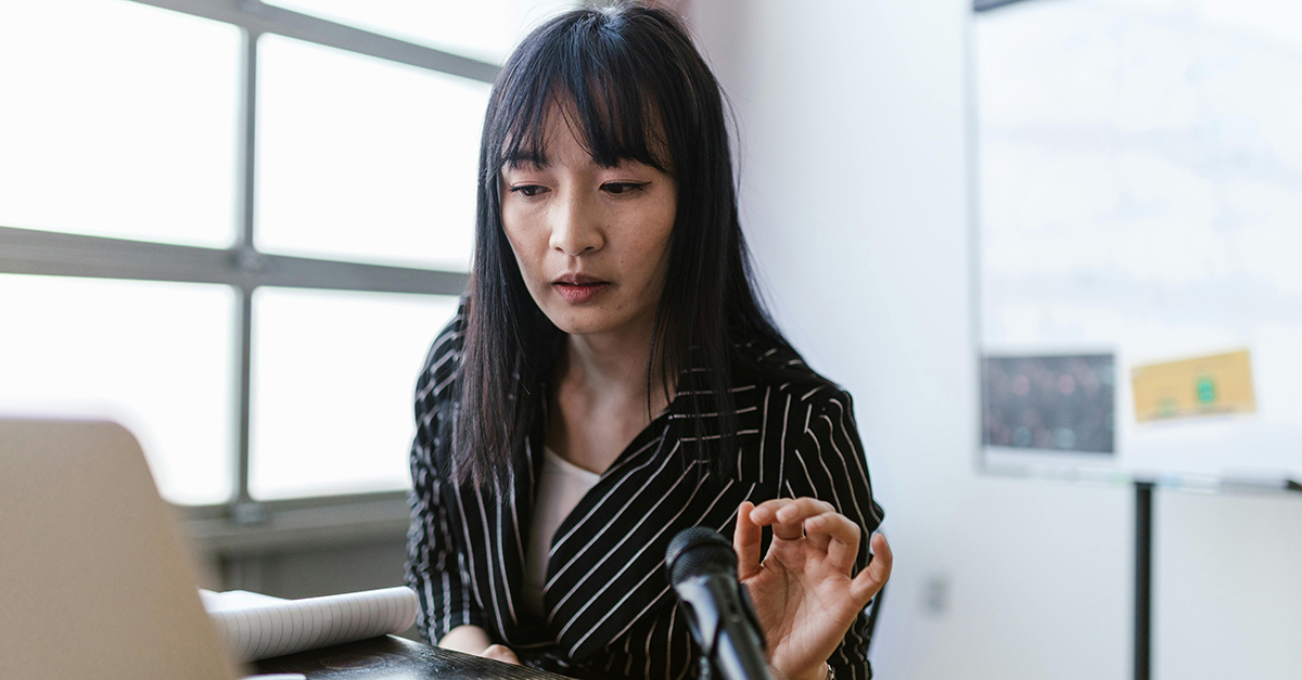webinar presenter with public speaking anxiety