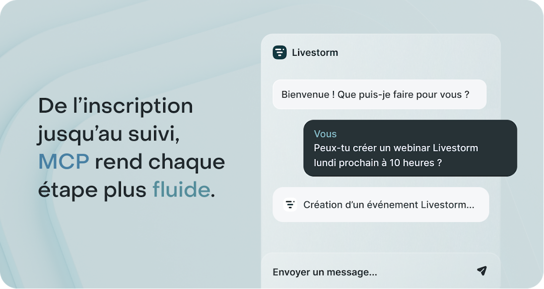 Assistant conversation avec création d'événement Livestorm