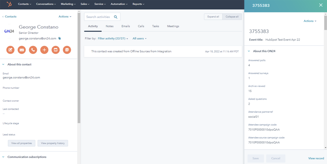 ON24 HubSpot integration