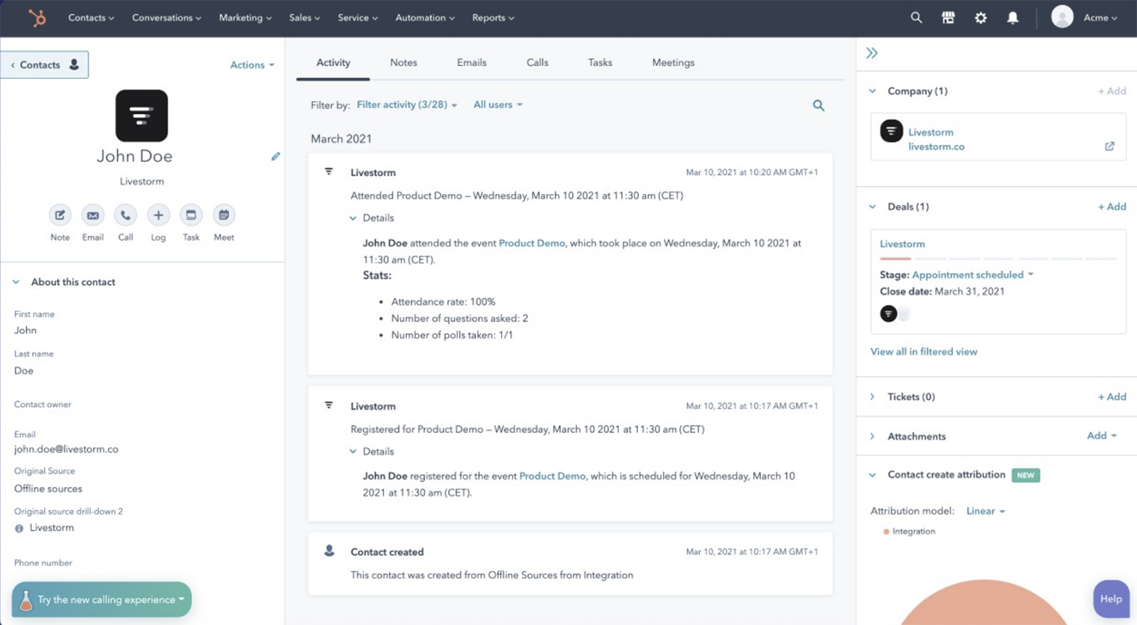 Livestorm HubSpot integration