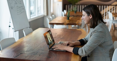 woman recording a webinar