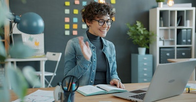 marketer hosting a webinar