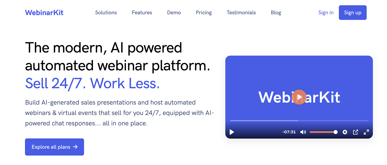 WebinarKit homepage
